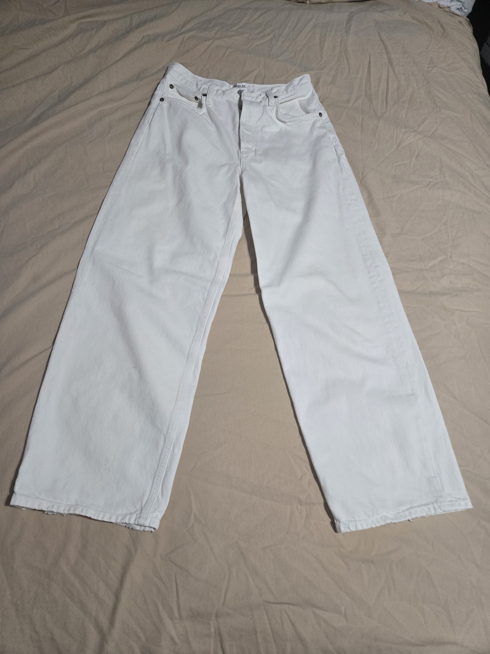 AGOLDE White Wide-Leg Flare Jeans